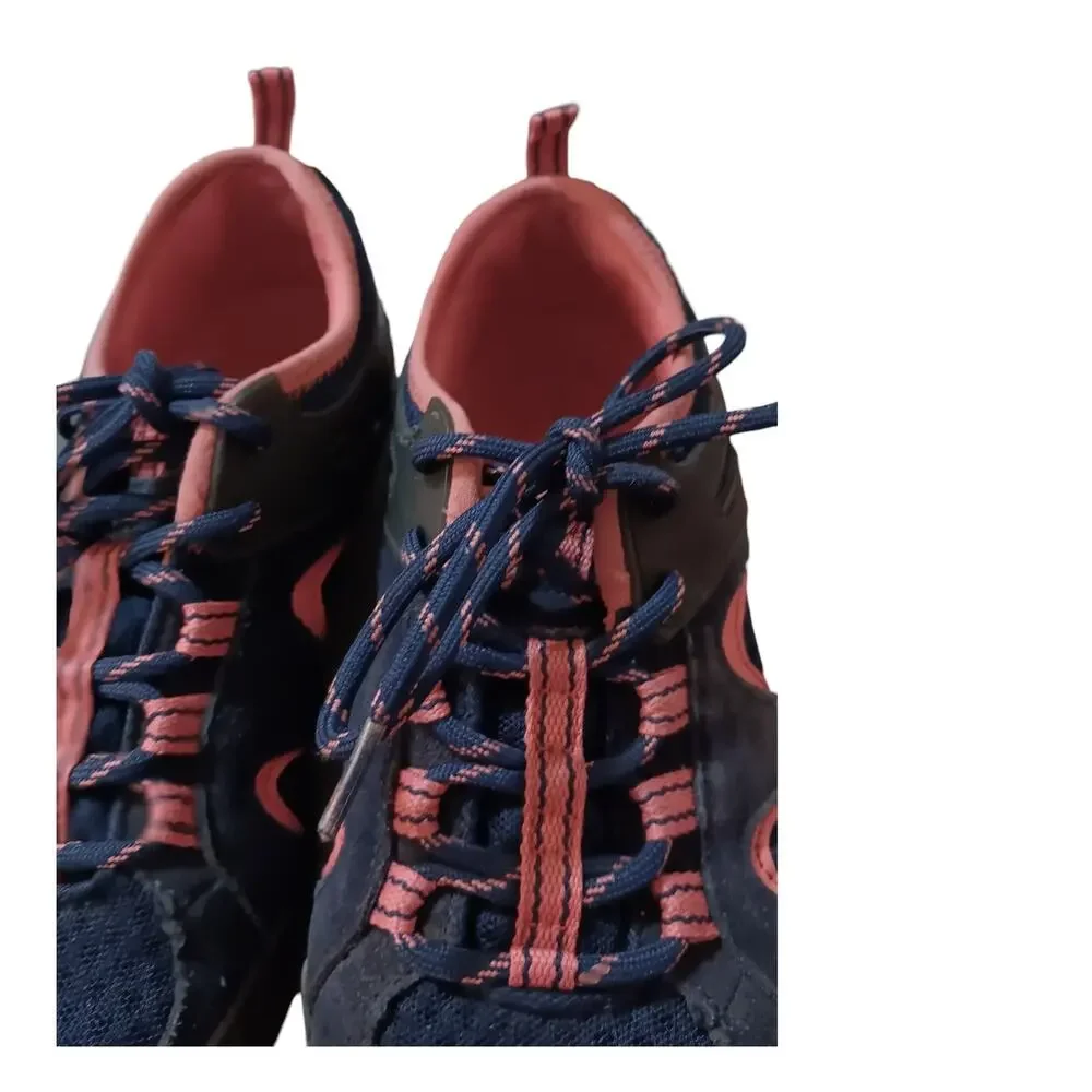 LANDS' END Cute Sneakers 6.5 Blue Pink Suede‎ Mesh Hiking Walking Comfort School